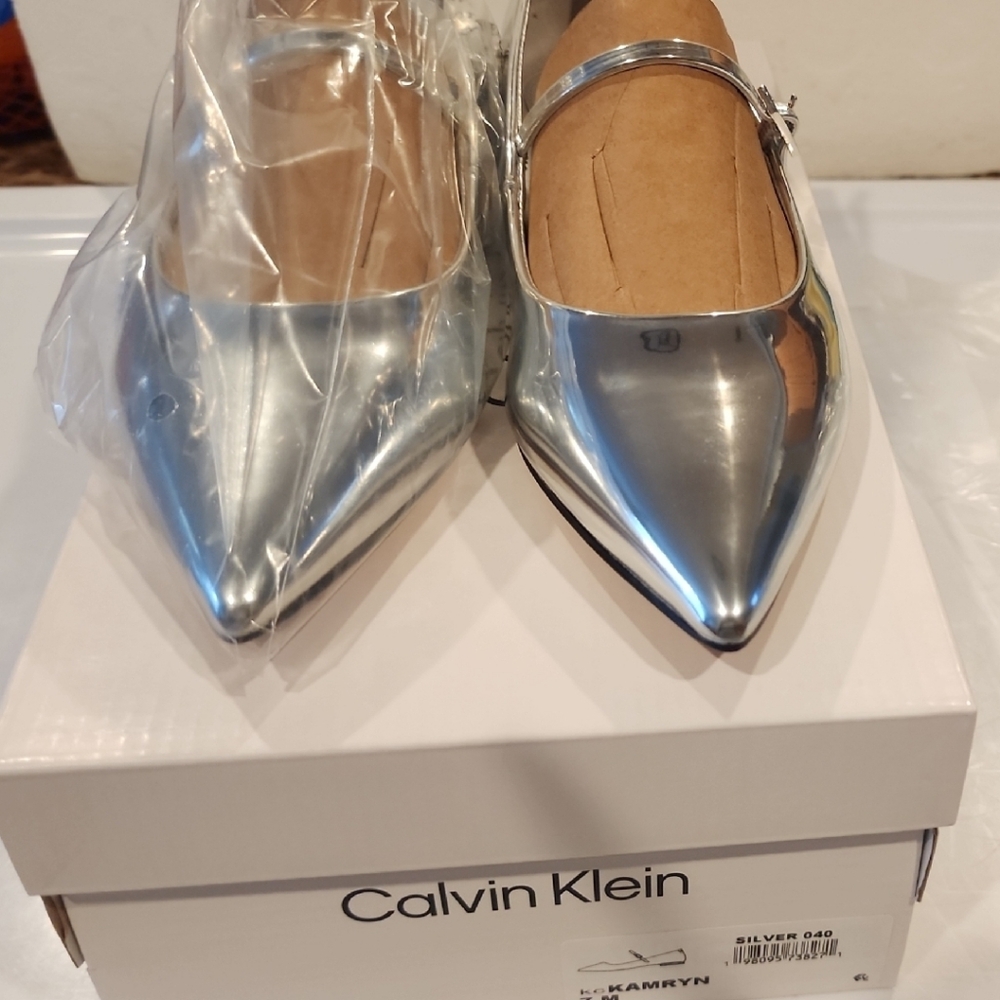 Calvin Klein Silver Modern Heels